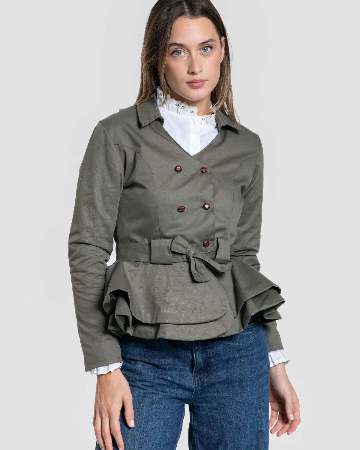 CHAQUETA PEPLUM KAKI